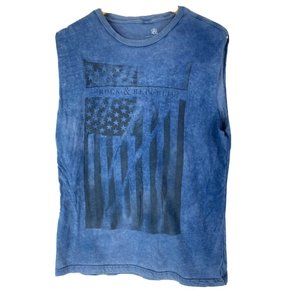 Rock & Republic XL Shirt Blue Black Flag Logo The